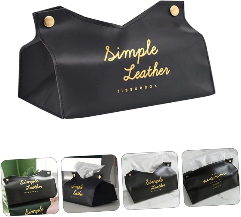 Leather Tissue Box Holder Compact Easy to Carry Paper Towel Napkin Dispenser - Image 4